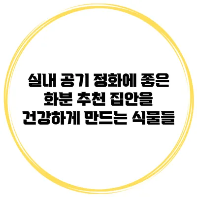실내 공기 정화에 좋은 화분 추천: 집안을 건강하게 만드는 식물들