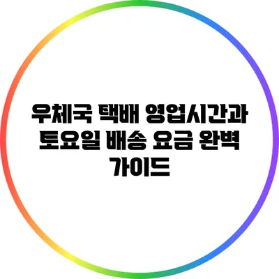 우체국 택배 영업시간과 토요일 배송 요금 완벽 가이드