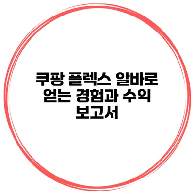 쿠팡 플렉스 알바로 얻는 경험과 수익 보고서
