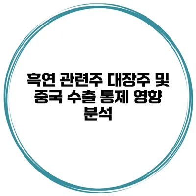 흑연 관련주 대장주 및 중국 수출 통제 영향 분석