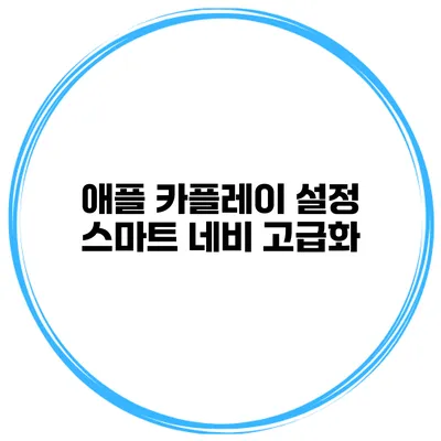 애플 카플레이 설정 스마트 네비 고급화