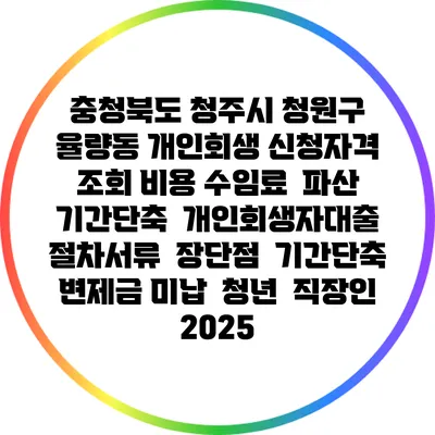 충청북도 청주시 청원구 율량동 개인회생 신청자격 조회 비용 수임료 | 파산 | 기간단축 | 개인회생자대출 | 절차서류 | 장단점 | 기간단축 | 변제금 미납 | 청년 | 직장인 2025