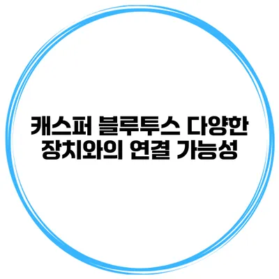 캐스퍼 블루투스 다양한 장치와의 연결 가능성